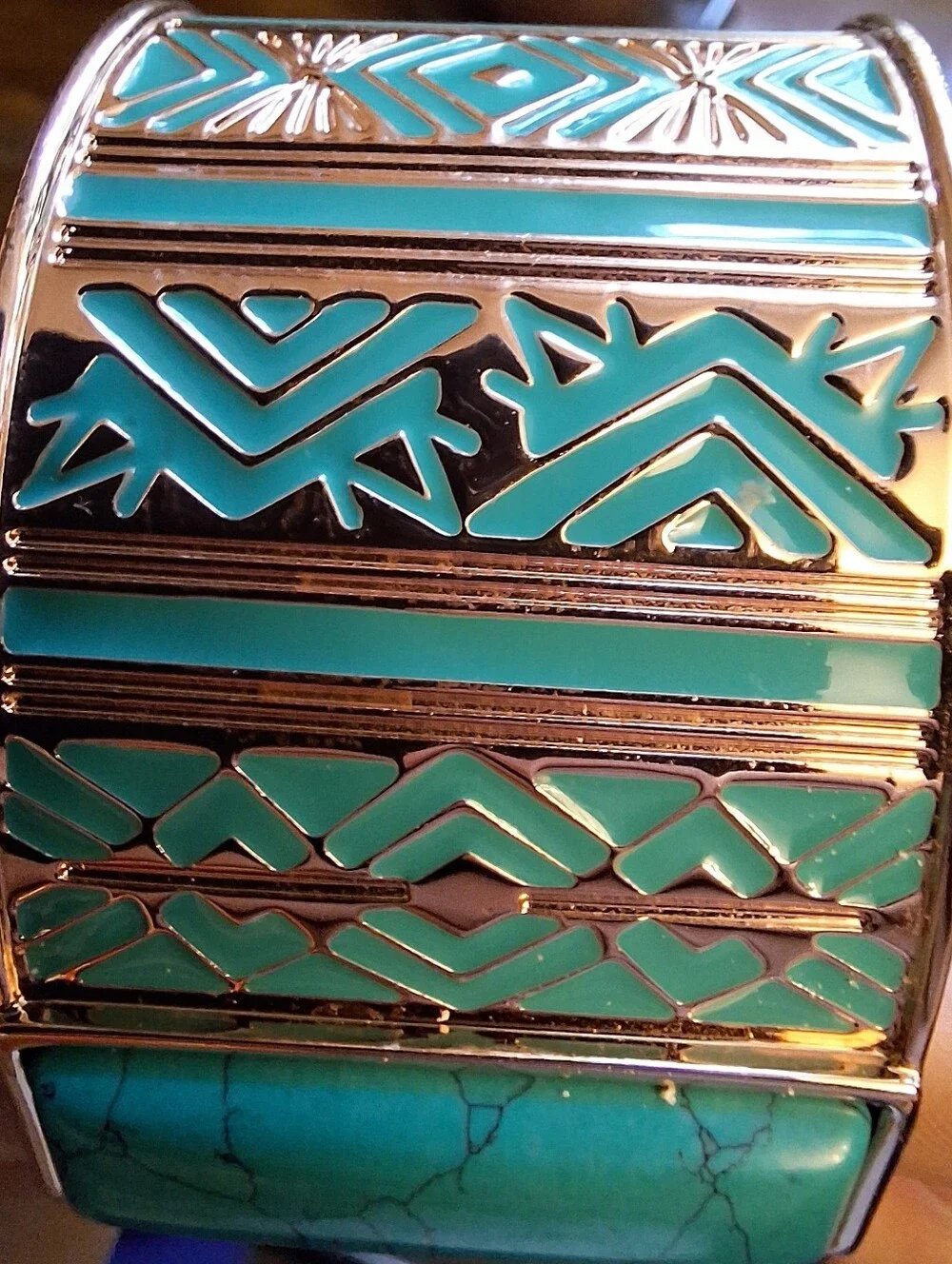 NWT Bradford Exchange Nature's Healing Embrace Copper Turquoise Cuff Bracelet
